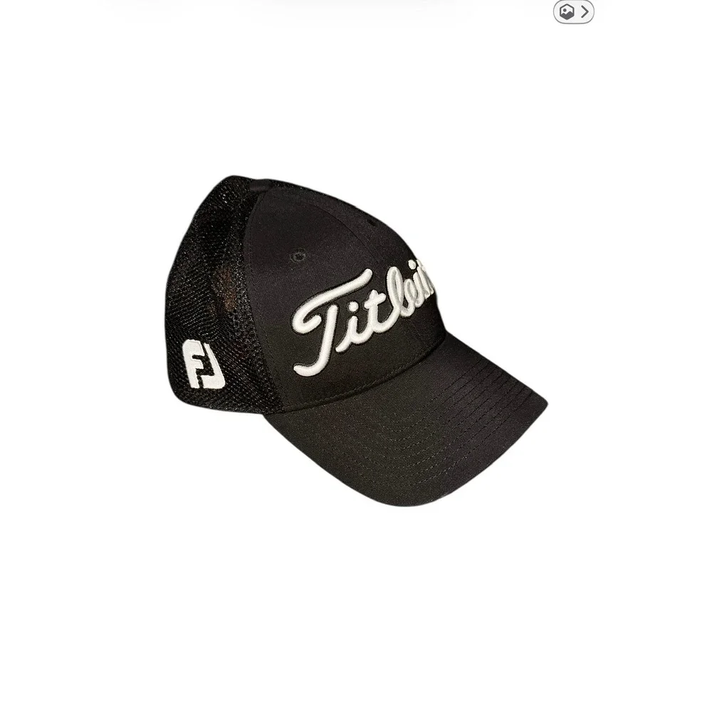 Titleist FJ Mens‎ Fit Hat Black Pro V1 Men Black Half Mesh Cap Golf
